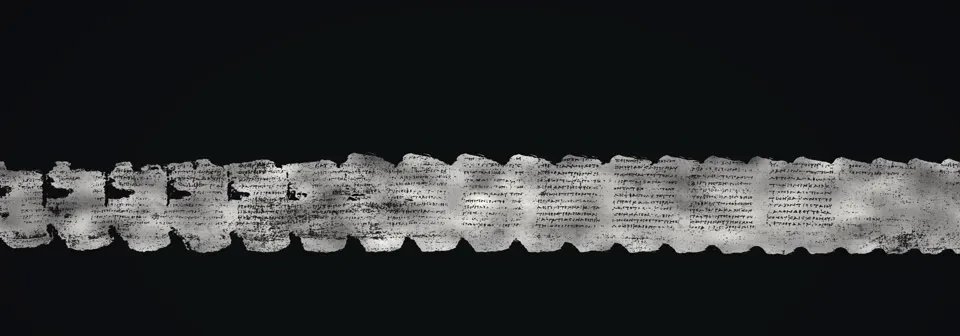 The unwrapped writing surface of PHerc. 1667, showing columns of ancient Greek text